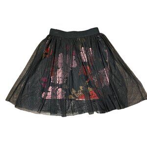 𝅺1.STATE Mesh Skirt with Stretchy Floral Print Lining Size Small
